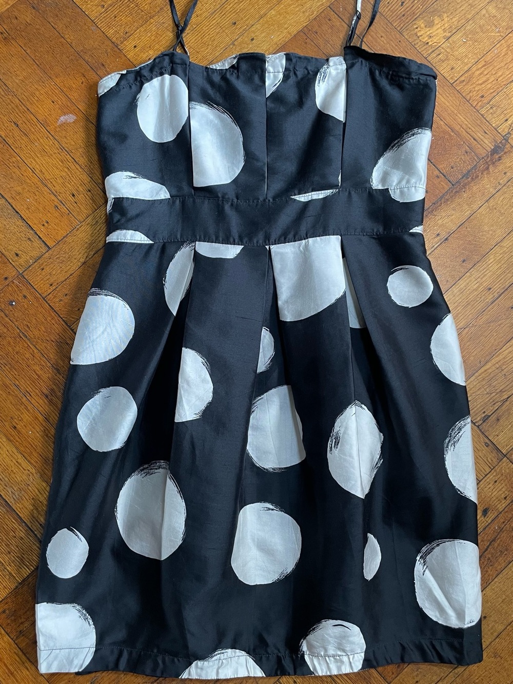Club Monaco Silk Blend Polka Dot Dress Size 12 Black White Cocktail Party - Picture 3 of 10